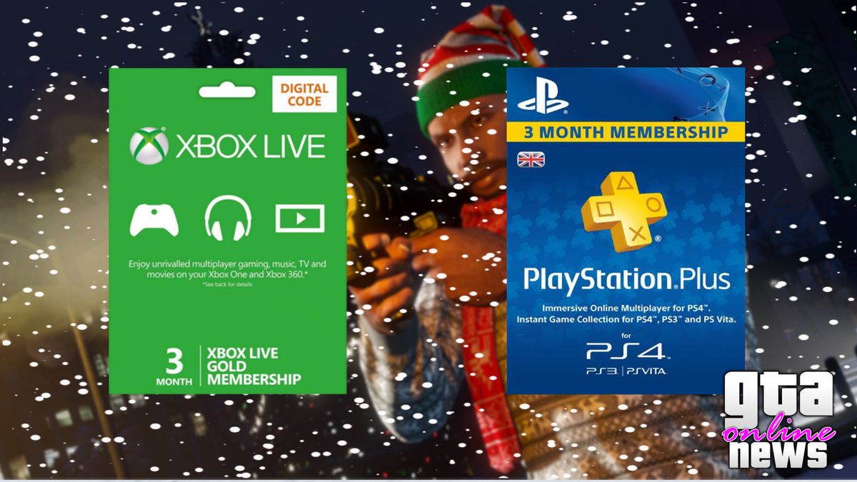 GTAonlineNews's tweet image. Xmas GIVEAWAY: make sure to Retweet and follow for a chance to win 3 months of XB Live or PS+ winner announced 25/12