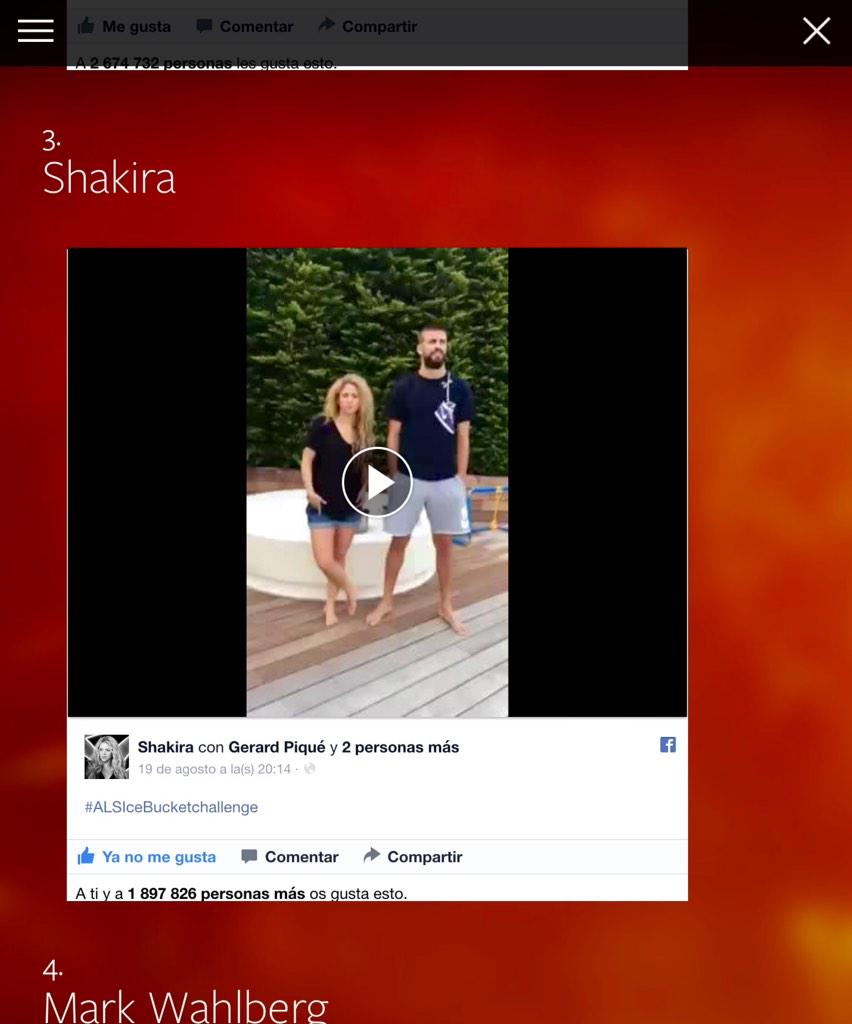 ShakiraClub_ES's tweet photo. #Shakira y su video del #ALSIceBucketchallenge suben al #Top10 de los momentos más relevantes en #Facebook2014 #EEUU http://t.co/rULknoSQl4