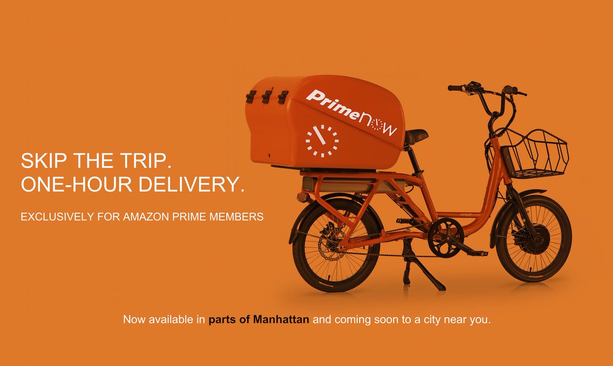 Skip the trip Prime members. One-hour delivery now available in parts of Manhattan. amazon.com/primenow #PrimeNow