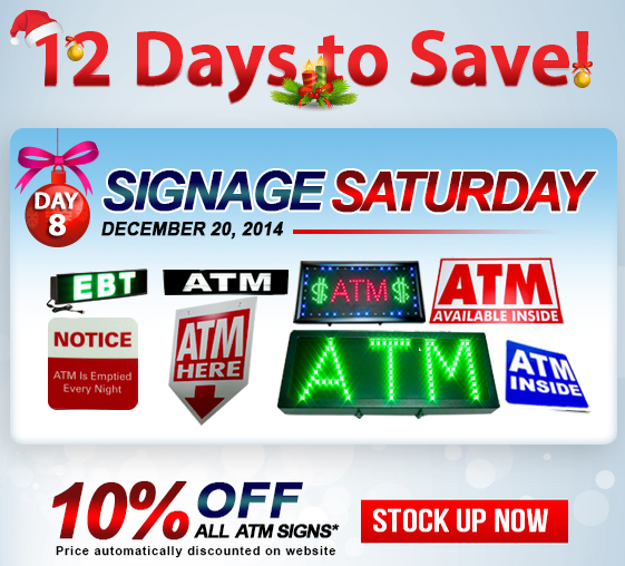 ATMTrader's tweet photo. Day 8: Save on ATM Signs! 10% Off all ATM Signs. Ends Tonight. http://t.co/xcKyPXo03s http://t.co/mKVq21j2dk