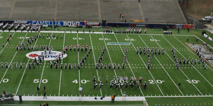 Salute2VetsBowl's tweet photo. The @JagsFootball marching band practicing on the Cramton Bowl field. #JagNation #MissionMontgomery http://t.co/Kaab2d1YxL