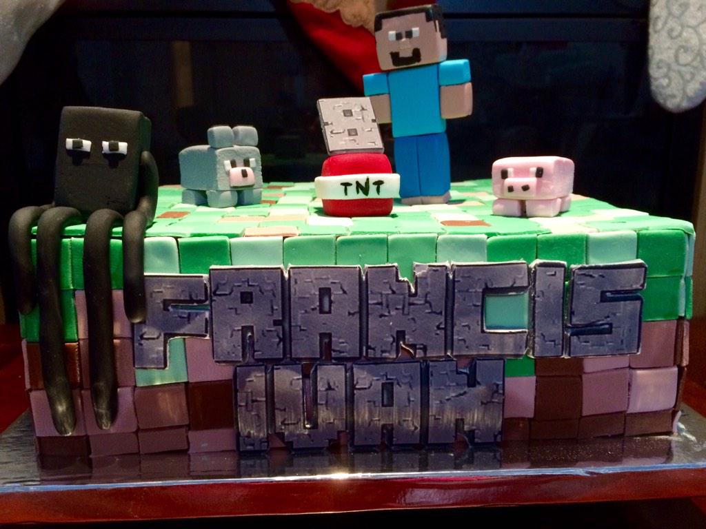 Minecraft theme birthday cake