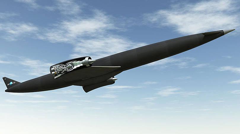 exame's tweet image. Conheça o avião que viajará a qualquer lugar em até quatro horas &amp;gt; abr.ai/1AHUD99