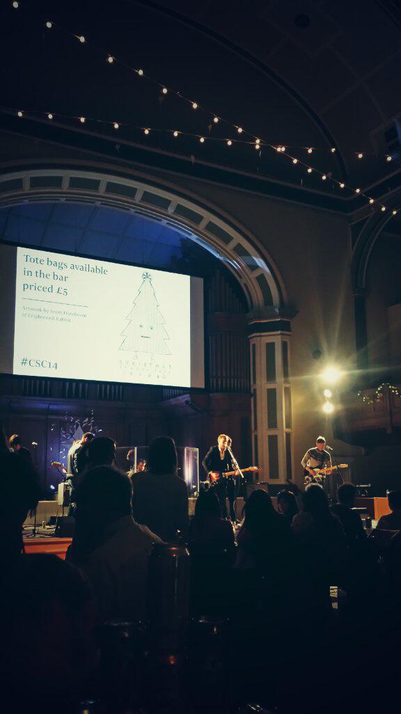 BookGroupBand's tweet photo. Our pals @broken_records at @XmasSongwriters (Christmas tree illustration by @owljohn )

#CSC14 http://t.co/DBC7yyCnrn