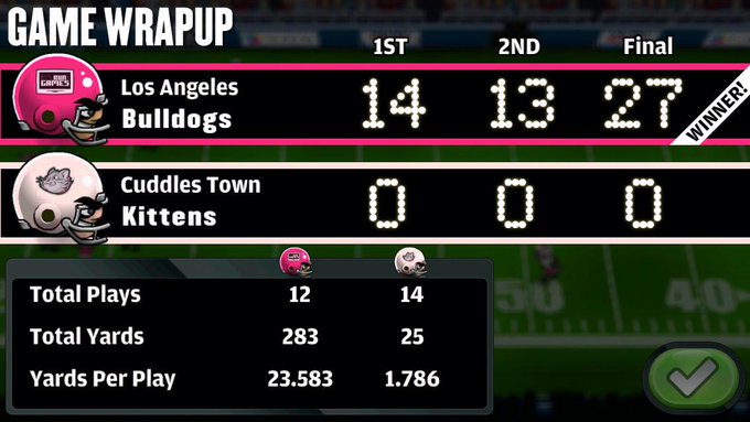 My Bulldogs just beat the Kittens, 27 to 0. #fbheroes http://t.co/5PXPi4LiPK http://t.co/1JcLXd6KHk<a href="/tag/fbheroes"class="tags">#fbheroes</a>