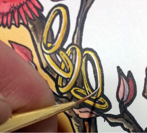 markeruniverse's tweet image. Yesterday&apos;s Day 5 - using Opaque white on Gold rings #Copic12DaysofChristmas  bit.ly/1vcb36r #CopicTutorial