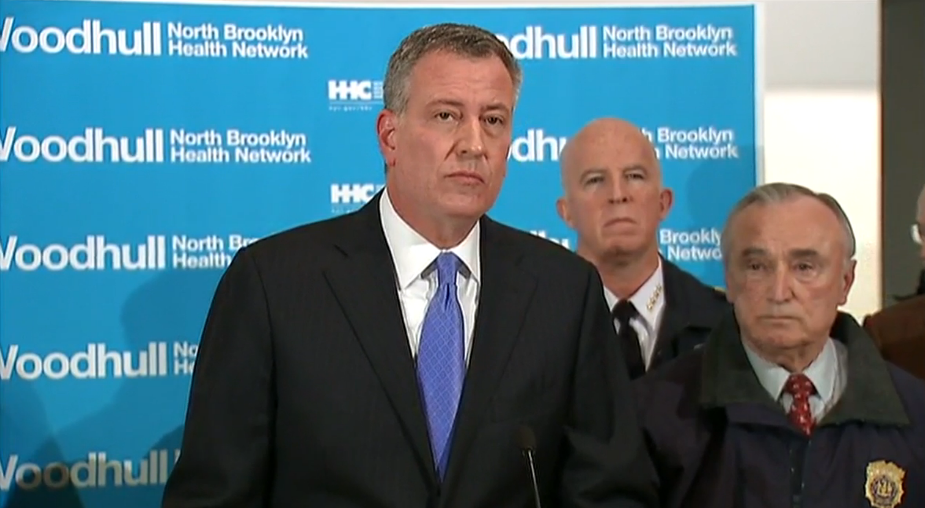 CBSNLive's tweet photo. Mayor @BilldeBlasio on deadly attack on NYC police officers: "It is an attack on all of us." http://t.co/zjdt2FiVvM http://t.co/jY167wTz0x