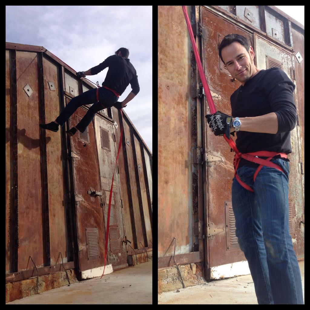 STEMRockstar's tweet photo. TV show we're making, today I used a trailer ratchet to rappel down ammo bunker before ripping door off with tractor! http://t.co/ddjBlwTHKI