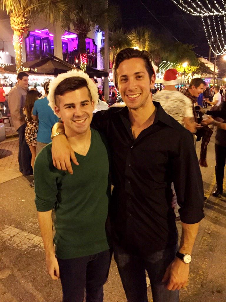 spencaz's tweet photo. How to make this night better? Run into my favorite Godbrother at #Santacon2014 @MaxMercy http://t.co/J7tKlM5ouP