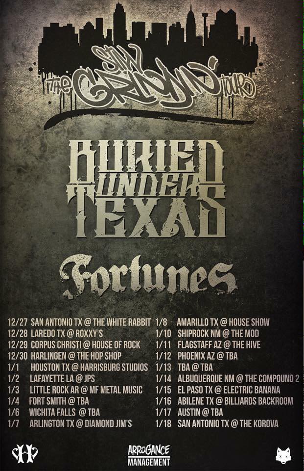 Fortunes_TX's tweet photo. The Still Grindin' Tour w/ @Buriedundertxs starts next week!! Catch us in your city! Let's have some fun! #FortunesTX http://t.co/0vrN1L3j45