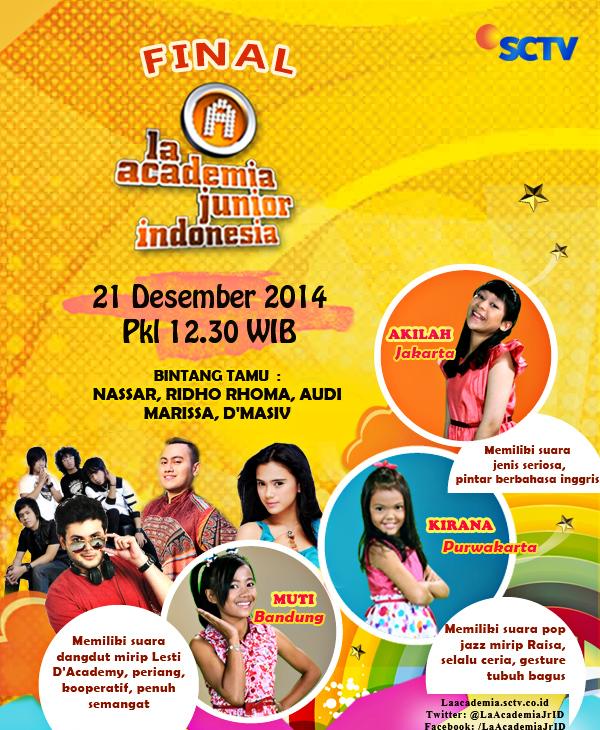 Saksikan #LaAcademiaJrID <a href="/SCTV_/">SCTV</a> dimeriahkan oleh <a href="/nassarfahad/">ناصر بن فهد</a>, <a href="/ItsRR/">Ridho Rhoma</a>,<a href="/audimarissa_/">Audi Marissa</a> &amp; @dmasivband, pukul 12.30WIB