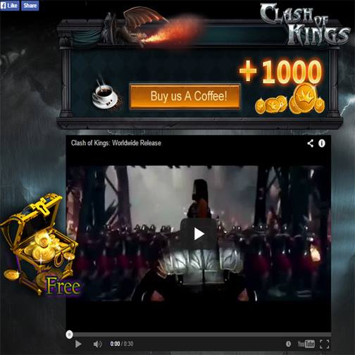 We are giving away 1000 GOLD to any #ClashOfKings player who buys us a coffee! Hurry up now! bit.ly/COKGold