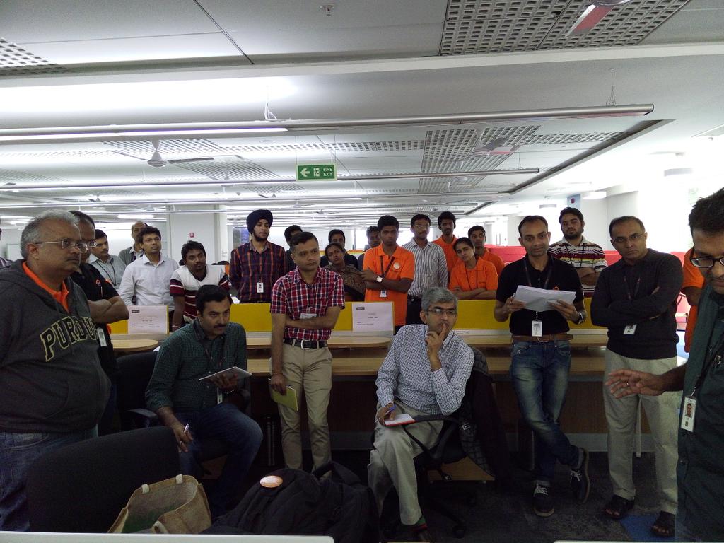 akhil_sri's tweet photo. In the final leg of #evhackathon. The judges taking a close look at the final shortlisted hacks; @edge_verve http://t.co/4s8l1QhTHp