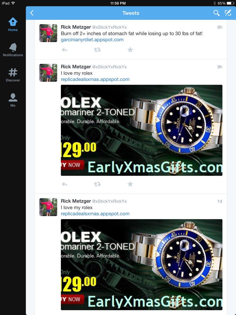 Big_Meeeez's tweet photo. @xStickYxRickYx nobody gives a shit about your damn Rolex, bro http://t.co/K2tgP6Y1F8