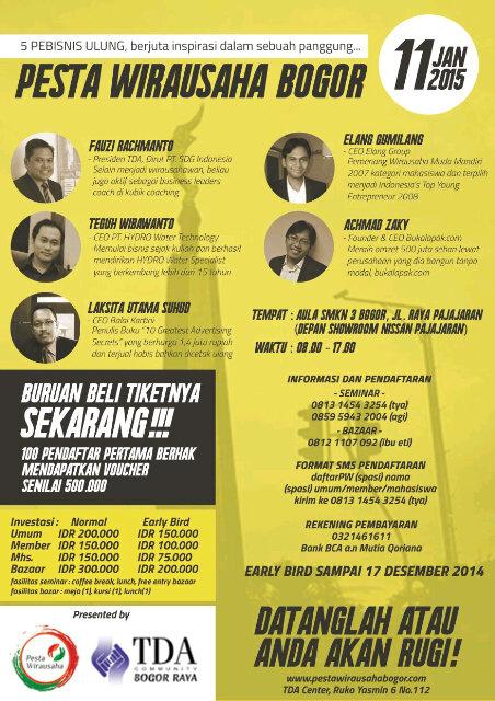 Mungkin bermanfaat utk followersnya <a href="/masmono08/">MasMono</a> :) Pesta Wirausaha TDA Bogor Raya 11 Januari 2015!