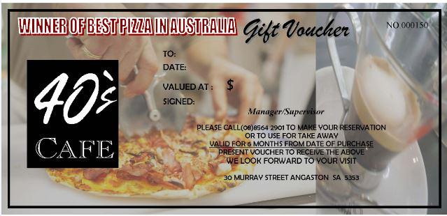 40's Gift Vouchers. Perfect last minute gift for any foodie #MerryChristmas #pressie #pizza