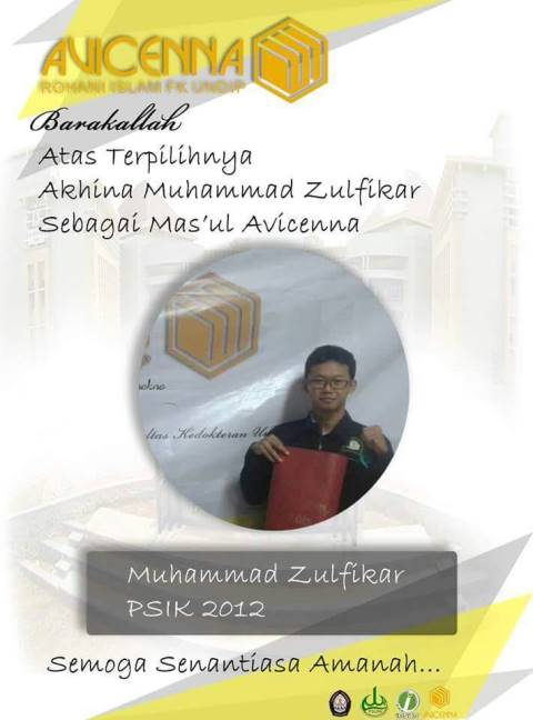 rohisKUundip's tweet photo. Barakallah atas terpilihnya Akh Muhammad Zulfikar sbg mas'ul Avicenna DNA-1. Semoga selalu amanah :') @BEMFKUNDIP http://t.co/JFCRph956X