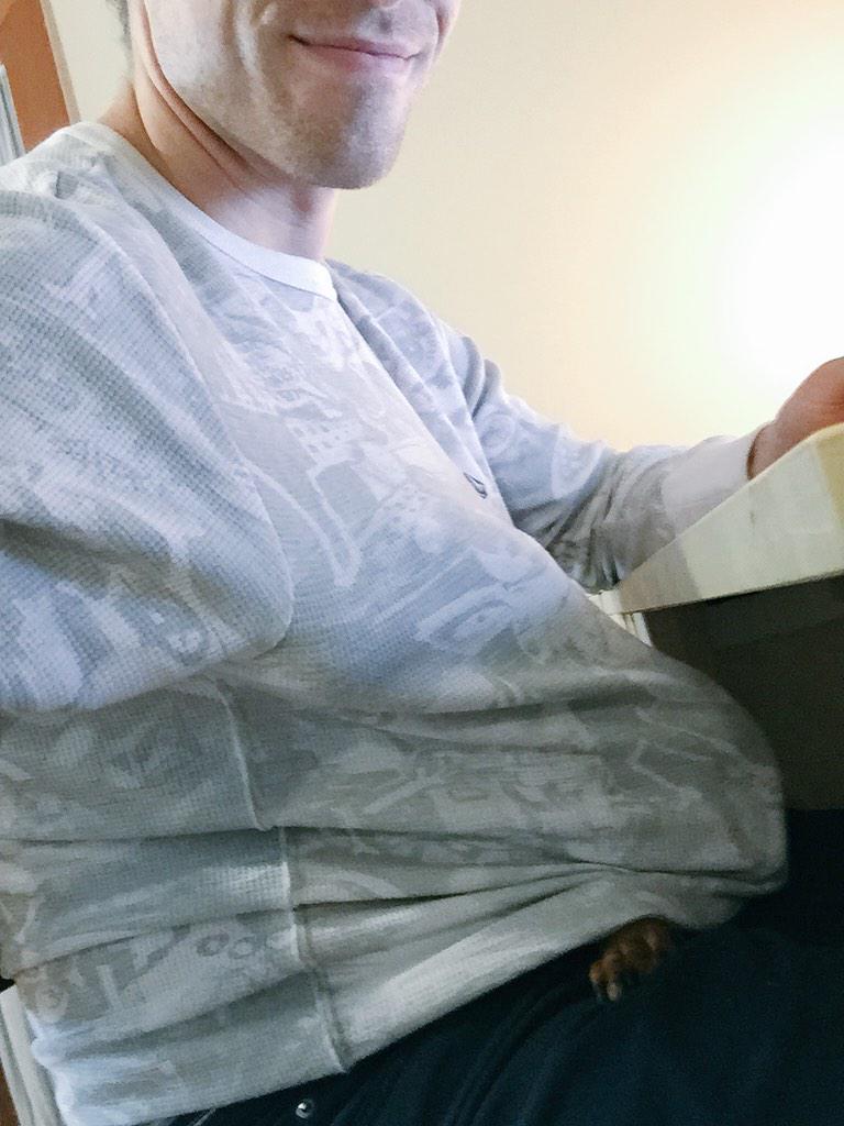 tjsmith's tweet photo. Ricky is surprisingly content with being engulfed inside my shirt http://t.co/LbeU0in4oP
