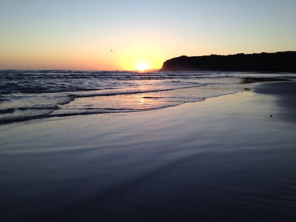 Longest day/ summer solstice in the Southern Hemisphere. Sunset at Tomahawk Beach, Dunedin.