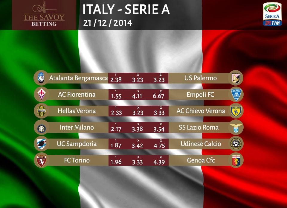 Italy - Serie A. Bugünün Bahisleri. Şimdi bahisler savoybetting.com/sport/#today/1…