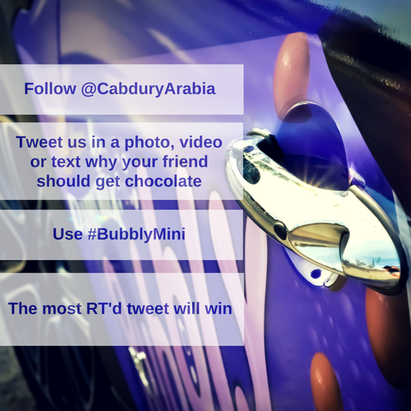 CadburyArabia's tweet photo. Did you tweet for chocolate with #BubblyMini yet? follow the steps for some Joy today! http://t.co/NVICPFuRM3