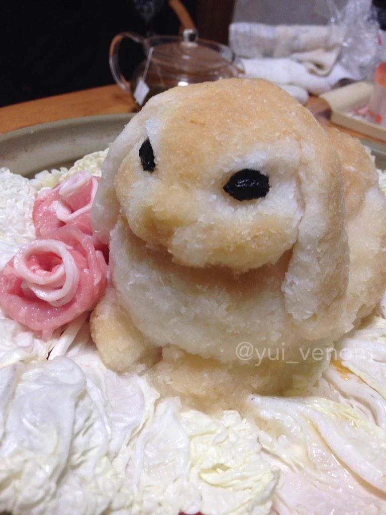 もはやアート！可愛くて食べれないウサギ鍋！？