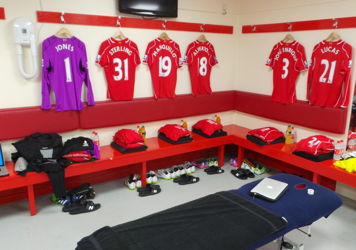 LFC's tweet photo. PHOTO: A glimpse inside the #LFC dressing room ahead of kick off against the Gunners at Anfield http://t.co/vX6aB2zOG5