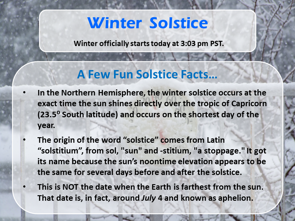 Here are a few fun facts about the winter solstice. WinterSolstice