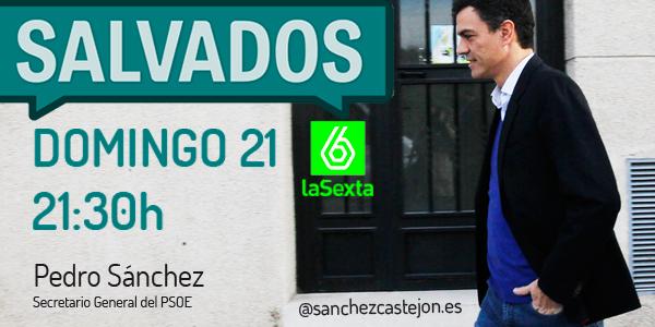 sanchezcastejon's tweet photo. Los Moliner,  @jordievole y yo os esperamos esta noche en @salvadostv http://t.co/3IAZdlkIYe