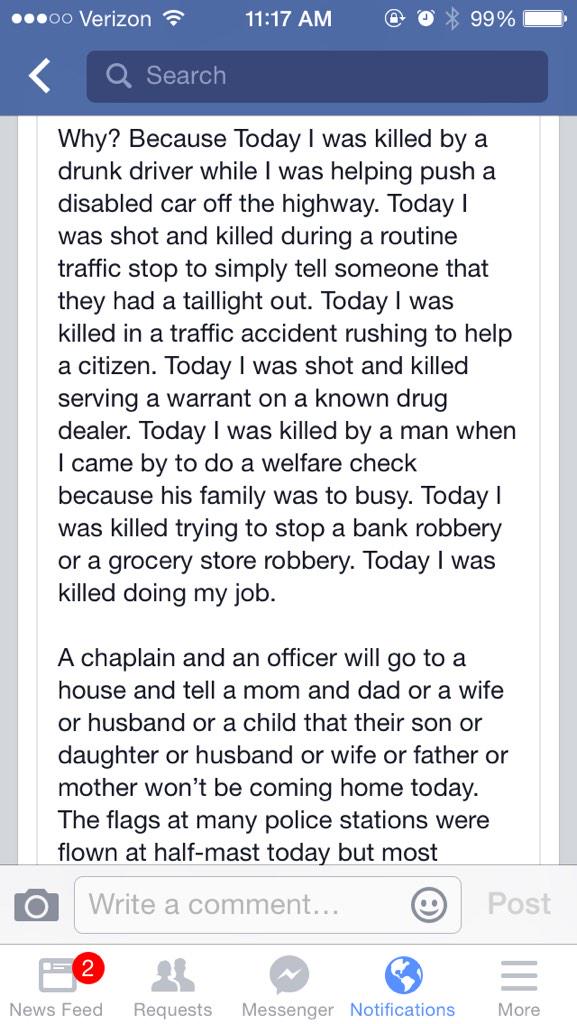 CiaraFiggers's tweet photo. everyone needs to read this👏 #PoliceLivesMatter 👮👼 http://t.co/XKizf61eSy