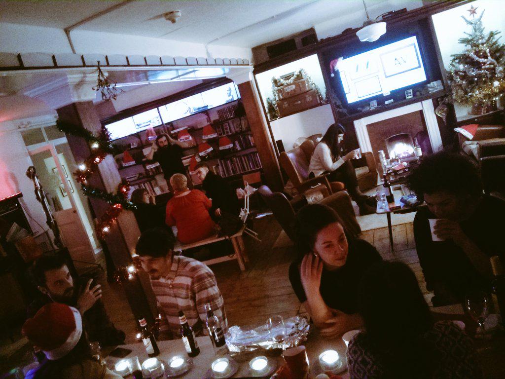 SmoothFacedGent's tweet photo. Great music, open fire, board games &amp; goat curry... Xmas lunch w/ the @AnomalousVisual family at #A_SPACE! #merryxmas http://t.co/qseMIJ6wyf