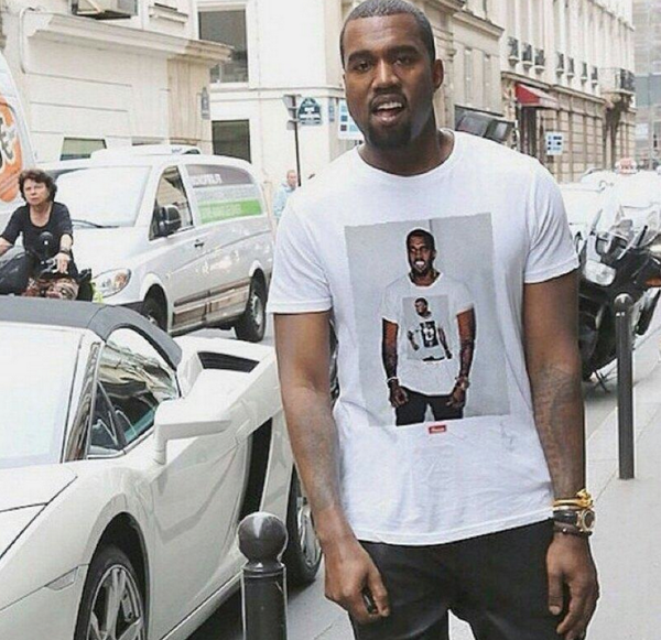 SpeakComedy's tweet photo. Kanye wearing a shirt of Kanye wearing a shirt of Kanye 😂😂 http://t.co/YrYSsyxNwJ