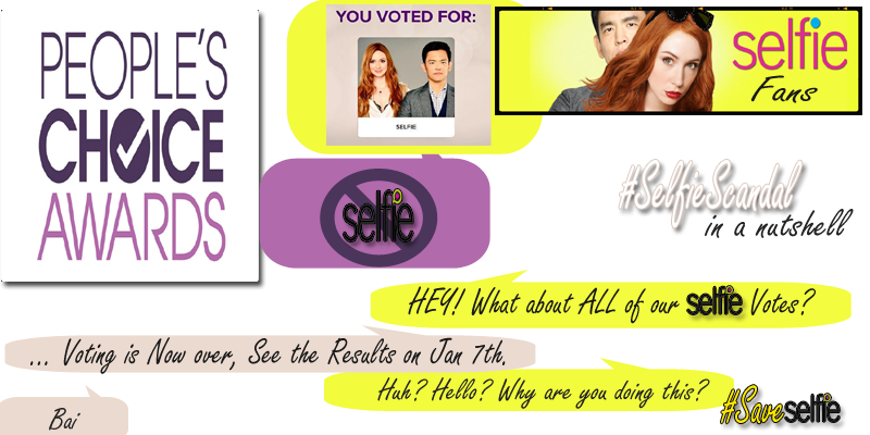 SillySandyAJ's tweet photo. Why #SaveSelfie is Mad at @peopleschoice
#SelfieScandal in a Nutshell http://t.co/7QQrUHQgdl