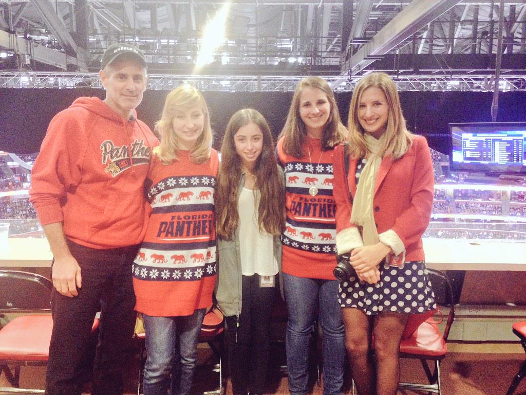 amanda_c_burke's tweet photo. What a great win by the @FlaPanthers and fun to show my family the press box! #coolsweaters http://t.co/R9MfQnu3E3