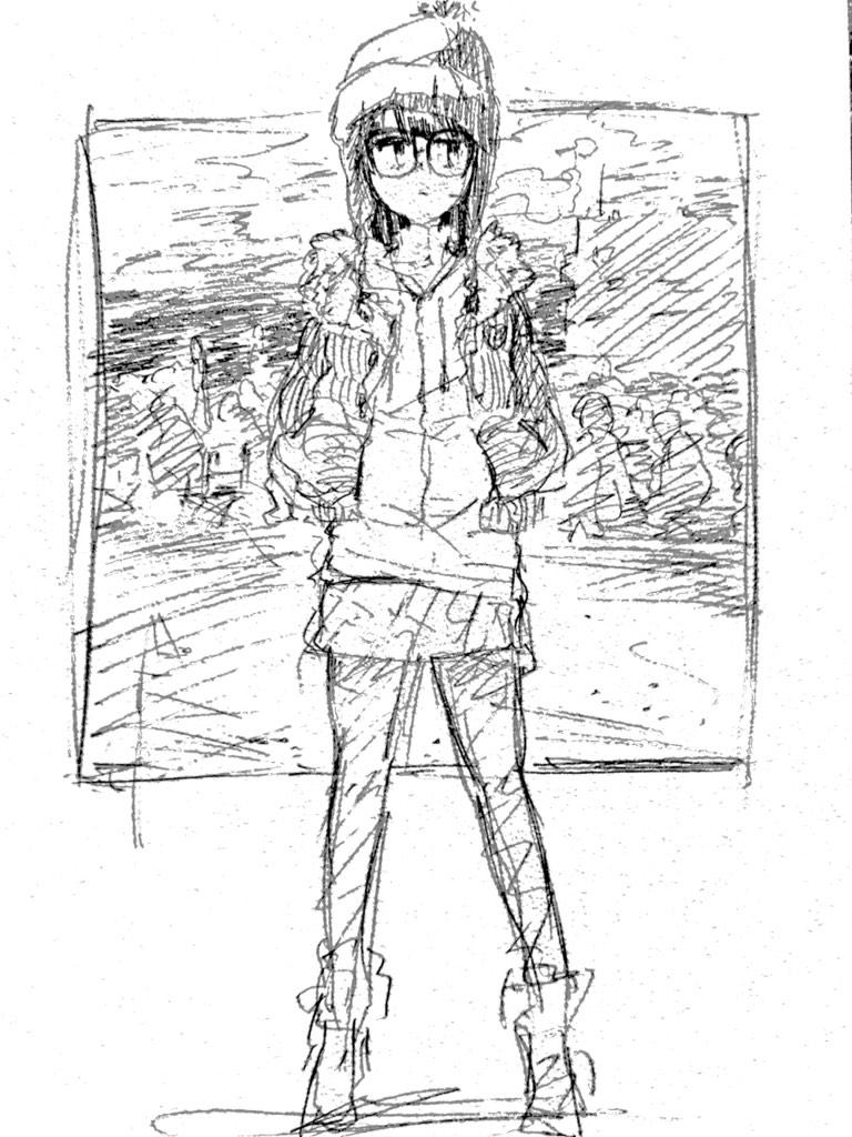 待機列で描いた絵 
