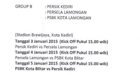 Persik menjadi tuan rumah grup B Piala Gubernur Jatim 2015. vs Persela (3/1) dan vs PSBK (5/1) #Jayati