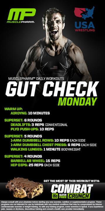 MusclePharm's tweet photo. .@USAWrestling Gut Check Workout
Presented by #MusclePharm
Form Videos: https://t.co/3zxq3ipciQ http://t.co/AargBpzf21