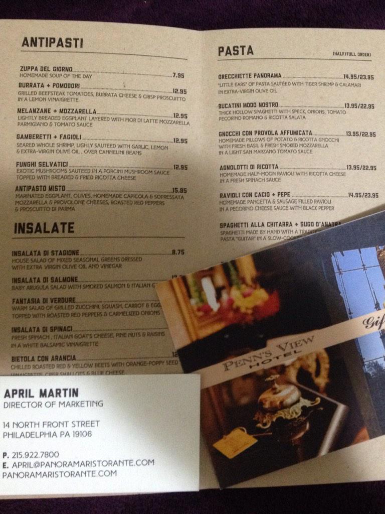Thank you <a href="/Pennsviewhotel/">Penn's View Hotel</a> and Panorama Ristorante for the gift! #philly #musttry