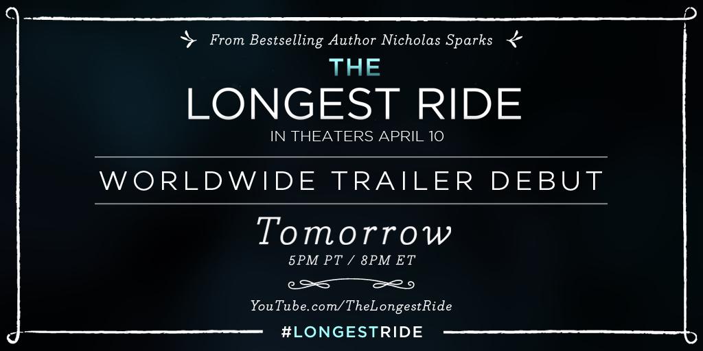 NicholasSparks's tweet photo. The trailer for @TheLongestRide is almost here! http://t.co/lVHF0fiIU6