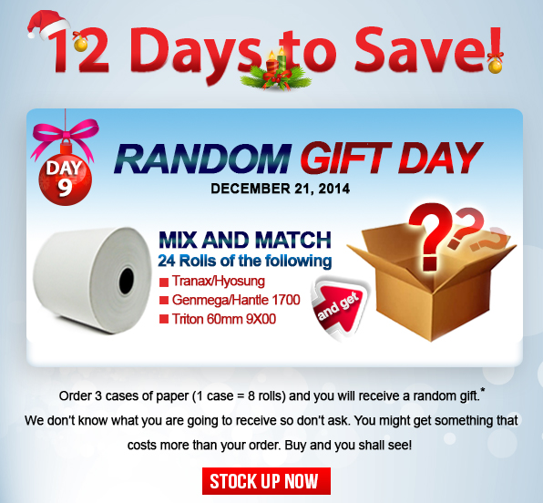 ATMTrader's tweet photo. Day 9: Did you score a random gift today? Order 24 rolls of paper to see what you'll get! http://t.co/xcKyPXo03s http://t.co/dnPV25T6nU