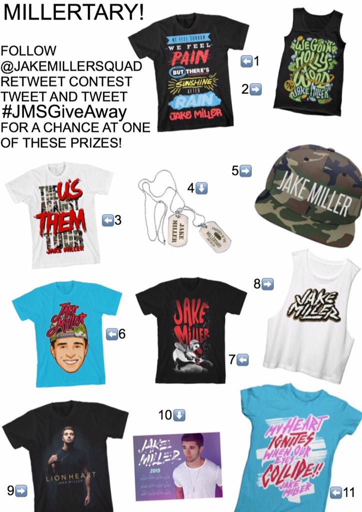 jakemillersquad's tweet photo. 😜CONTEST TIME😜 RT this tweet, follow us, and tweet #JMSGiveAway for a chance to win one of these @jakemiller prizes! http://t.co/J4KZkActOB