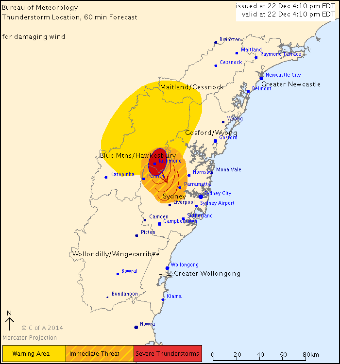 ABCemergency's tweet image. #NSW: That severe #thunderstorm over Richmond now moving SE towards #Parramatta, Liverpool.
abc.net.au/news/emergency…