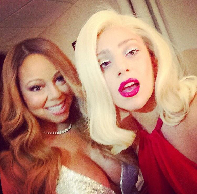 stevenartpop's tweet photo. "Merry Fucking Christmas. Love, Mariah and Gaga 💋💋" - Lady Gaga just now on Instagram! http://t.co/dP1nkmpym6