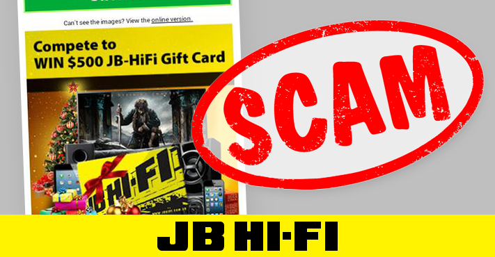 JBHiFi's tweet photo. Hey everyone, please be careful of the scam email going around! This is on a @JBHiFi competition. Ask us if in doubt. http://t.co/rXKVQQ8m2P