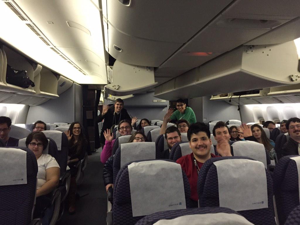 Daniel_O314's tweet photo. #bus230 is on the plane to Israel! We'll be in touch again once we land in Tel Aviv! #shorashim http://t.co/1IxZxXxr7I