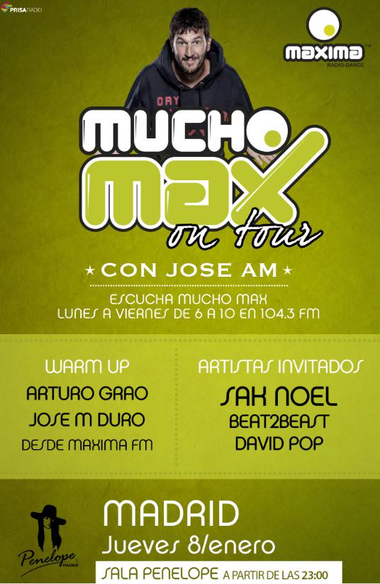 ZambraAgency's tweet photo. El 8 de enero @mucho_max en madrid con @JoseAMdeejay @DavidPopMusic y+ invitaciones en https://t.co/sV5B3zj8sp http://t.co/tQG0CoVxKf