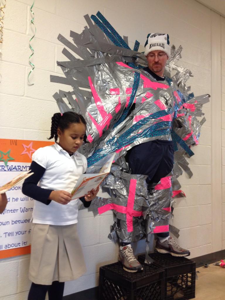 Washington Principal Mr. Paynter is taped to the wall! Watch <a href="/WGAL/">WGAL</a> this evening to see why.