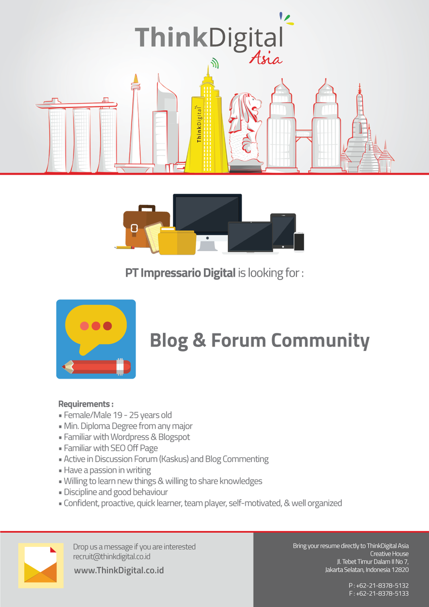 GSAGunadarma's tweet photo. "@Think_Digital: Dibutuhkan karyawan Full time dan Karyawan Magang, di Think Digital sebagai Blog &amp; Forum Community http://t.co/QBX9iYuQ4j"