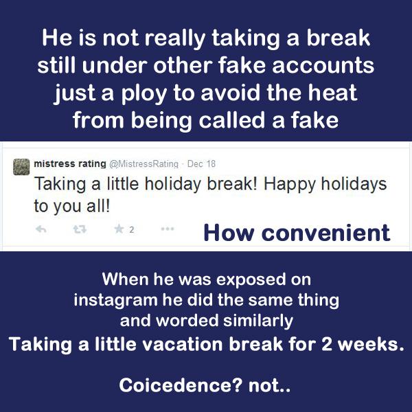 MistressRateBS's tweet photo. how convenient. same stories, same words, same person. FAKE!, CHEAT! LIAR! #finsubs #dommes #subs #findoms #findom http://t.co/NBjKjI8RBk