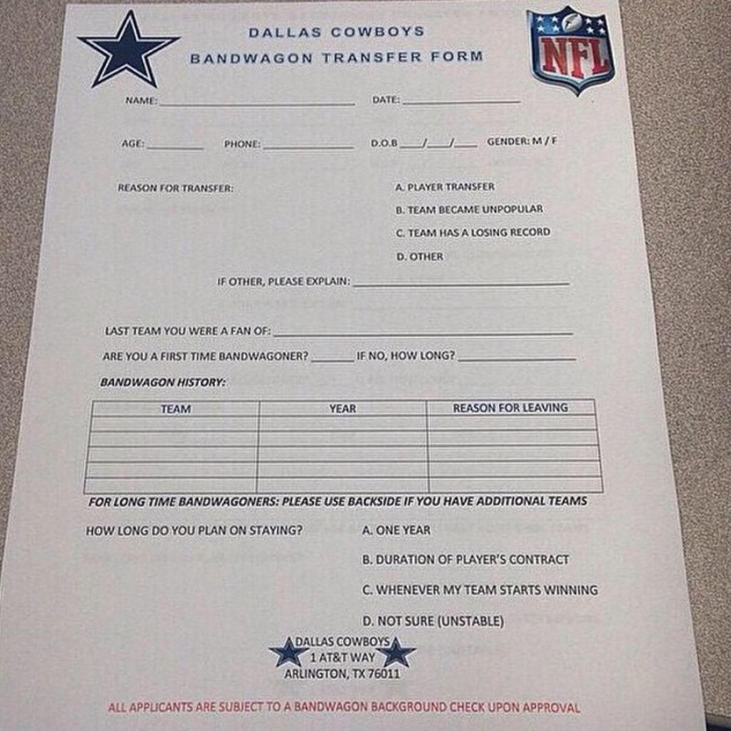 Torres58Carlos's tweet photo. Yall can go ahead and start filling them out ππππππππ #RealDallasCowboyFan http://t.co/E3NUJ7OAmN